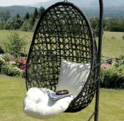 (R16) 1x Sun Time Cocoon Hanging Chair. Unit Has No Support Frame. Hanging Chain Attached To Top O