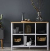 (R8A) 1x Living Elements Clever Cube 2x3 Cube Storage Unit With Legs RRP £70. Oak / White Matt Fini