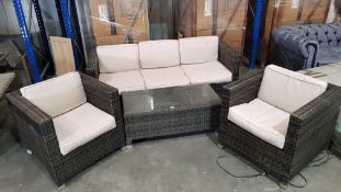 (R16) 1x 5 Seat Rattan Furniture Set With 10x Cushions