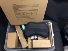 Box of Mixed Items To Include Headphones and Neck Massager