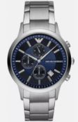 Emporio Armani AR11164 Men's Blue Dial Silver Bracelet Chronograph Watch