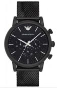 Emporio Armani AR1968 Men's Black Mesh Band Quartz Chronograph Watch