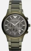 Emporio Armani Ar11117 Men's Khaki Green Link Bracelet Quartz Chronograph Watch