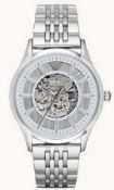 Emporio Armani AR1945 Men's Meccanico Silver Bracelet Automatic Watch