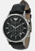 Emporio Armani AR2447 Men's Renato Black Leather Strap Chronograph Watch