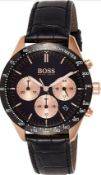 Hugo Boss 1513580 Men's Talent Black Dial Black Leather Strap Chronograph Watch