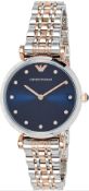 Emporio Armani AR11092 Ladies T-Bar Rose Gold & Silver Bracelet Quartz Designer Watch