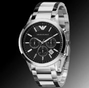 Emporio Armani AR2434 Men's Renato Silver Bracelet Chronograph Watch