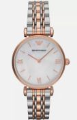 Emporio Armani AR1683 Ladies Gianni T-Bar Two Tone Bracelet Quartz Watch