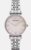 Emporio Armani AR1779 Ladies Gianni T-Bar Silver Bracelet Watch