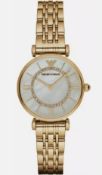 Emporio Armani AR1907 Ladies Mother Of Pearl Dial Gold Tone Bracelet Quartz Watch