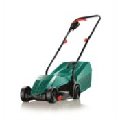 (R2A) 2x Items. 1x Bosch Rotak 32-12 Corded Lawn Mower. 1x Powerbase 30cm 550W Electric Grass Trimm
