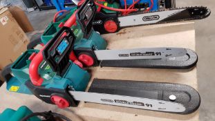(R11F) 2x Qualcast 35cm 36V 4Ah Cordless Chainsaw. (Both Units No Chain. No Battery Or Charger).