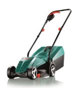 (R13D) 3x Bosch Rotak 32 R Corded Lawn Mower. (1x No Grass Box). RRP £80 Each When Complete.
