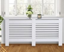 (R9I) 1x Aosom Homcom MDF Radiator Cover White RRP £65. (L152x W19x H81cm). Unit Comes With Fixing