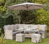 1x Florence Garden Corner Sofa Set RRP £1100. Lightweight Aluminium Frame With Hand Woven UV Resis