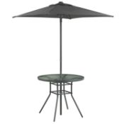 (R6E) 1x Andorra Round Table & Parasol. Unit Appears Clean, Unused In Original Packaging, With Fixi
