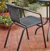 (R8K) 4x Items. 2x Eloise Stacking Chair Black (1x Loose Rattan Front Of Chair, See Photo). 2x Vel