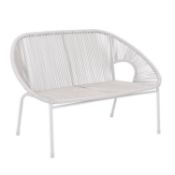 (R3G) 1x Acapulco Sofa Grey. Appears Clean, Unused, But Has Some Loose Rattan & Damage To Rear Leg