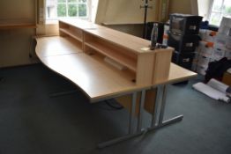 Hard Wired Wave Desk LH x2 & RH x2, Shelf Divider x4, Tambour door unit, Whiteboard
