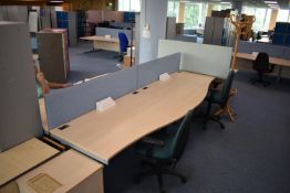 W1600x800 Hardwired Desk LH x3 & RH x2, Desk Screen Qty 3, Task Chair Qty 3 Footrest, Coat Stand