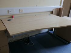 Corner & wave desks, filer, Locker unit, chairs, hinged door unit, chair, pedestal, coat stand