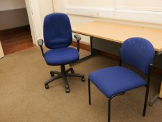 Desks x4, Tambour door unit, Hinged door unit, Task chairs x3, Meeting chairs x8, Locker unit