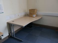 Desks x7, screen x2, tambour door x2, drawer filer x3, hinged door unit x3, Chair x6, Coat stand x2