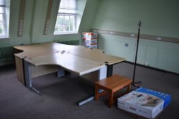 Corner Desk LH x2 & RH x2, Coat Stand, Pinboard x2, TV Stand, Coffee Table, Map