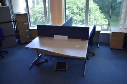 Corner Desk LH & RH, Wave Desk RH, Task Chair, Drawer filer, Footrest, Mobile Pedestal, Desk screen