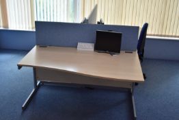 Hardwired Desk LH Qty 1 & RH Qty 2, Monitors Qty 2, Task Chairs Qty 1, Footrest Qty 1