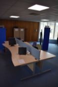 Hardwired Desk LH x2 & RH x2, Desk Qty 1, Desk Screen Qty 3, Task Chair Qty 2, Monitors Qty 4