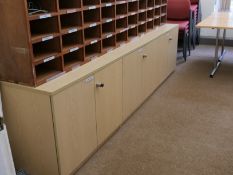Corner desk x2, Hinged door unit, Task chair x2, Meeting chairs x7, Pinboards x3, Whiteboard