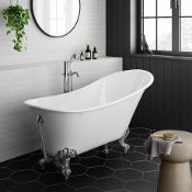 New (D8) 1600x660mm Traditional Roll Slim Top Slipper Bath - Chrome Feet. RRP £999.99. Bath ...