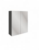 New (F22) 600mm 2 Door Mirrored Wall Unit-Onyx Grey. RRP £150.00. A Minimalist Light Grey 2 Do...