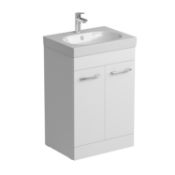 New (F55) 600mm Basin Unit Ð 2-Door Floor Mounted Ð White. RRP £511.00. Sleek Lines And Un...