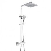 New (F30) Synergy Square Thermostatic Bar Mixer Shower With Shower Kit And Fixed Head - Chrome....
