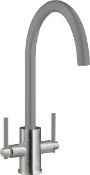New (F49)Prima+ Swan Neck Dual Lever Mixer Tap - Grey - Bpr702 Tap Dimensions: Overall Height ...