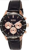 Hugo Boss 1513580 Men's Talent Black Dial Black Leather Strap Chronograph Watch