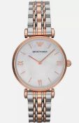 Emporio Armani AR1683 Ladies Gianni T-Bar Two Tone Bracelet Quartz Watch