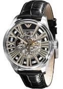 Emporio Armani AR4629 Men's Meccanico Black Leather Strap Watch