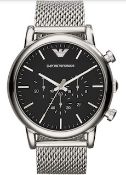 Emporio Armani AR1808 Men's Luigi Silver Mesh Band Chronograph Watch