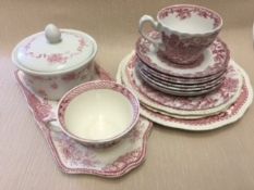 Pink and white ceramics set.