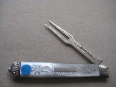 William IV Mother of Pearl Hafted Silver Bladed Folding Fruit Fork