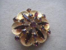 Vintage Paste Stone Circular Brooch