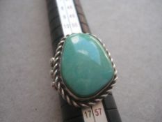 Vintage Turquoise Mounted Silver Ring