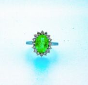 Certified 3.13 Ct. Natural Colombian Emerald and Diamonds 18K White Gold Ring