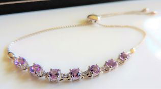 Amethyst & Diamond Slider Bracelet Sterling Silver