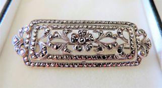 Art Deco Sterling Silver Marcasite Brooch circa 1930's