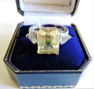 Sterling Silver 6.25ct Lemon Sapphire Ring